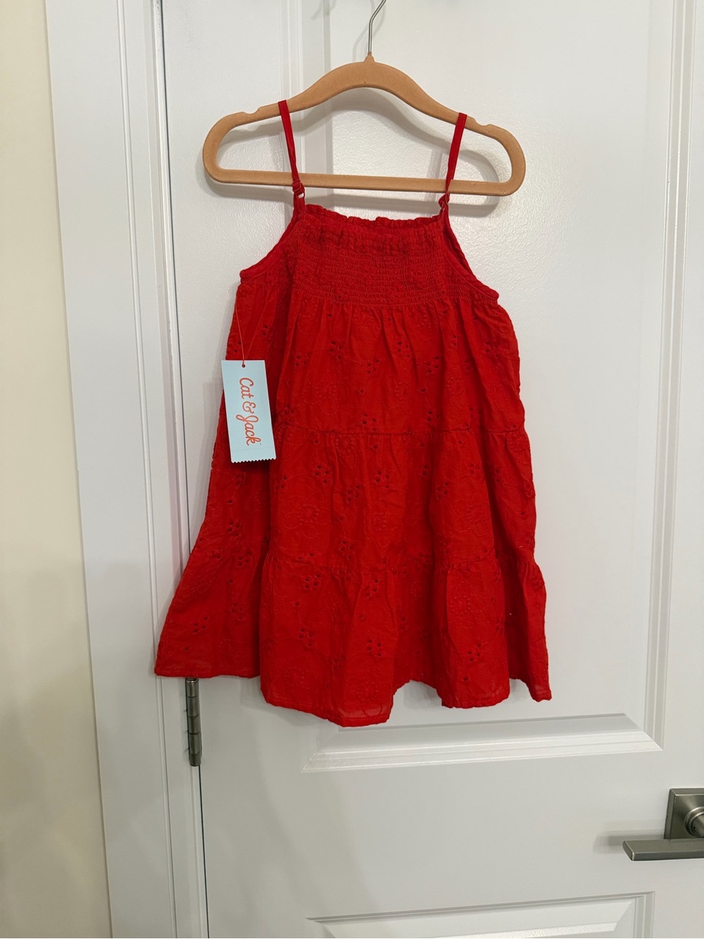 Cat & Jack Bright Red Eyelet Sundress with Adjustable Straps
